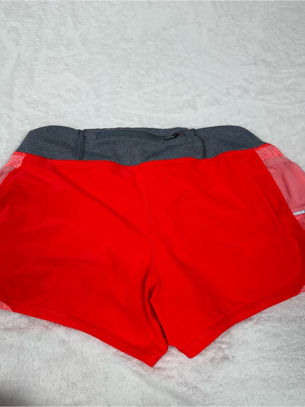 Athleta Red Athletic Shorts with Gray Waistband - Picture 2 of 3